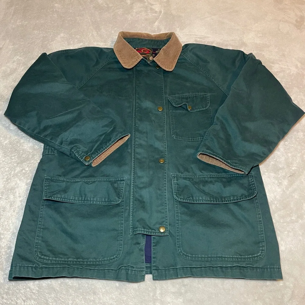 Vintage Charter Club Jacket Women Large Green Jane Justin Barn Corduroy Collar - Picture 2 of 11